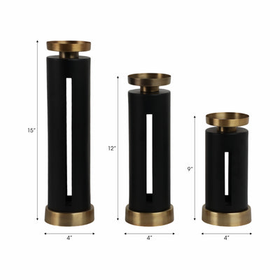 S/3 9/12/15 Hibbing Black And Gold Candlesticks