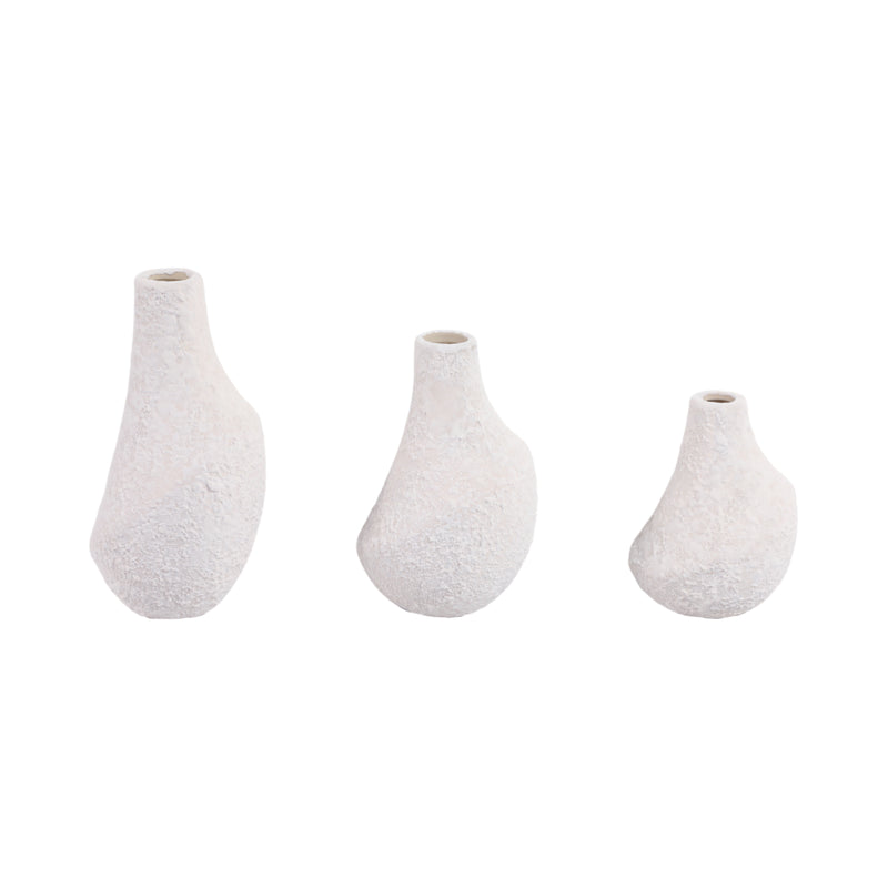 S/3 5/7/9 Klamath Cream Ceramic Vases