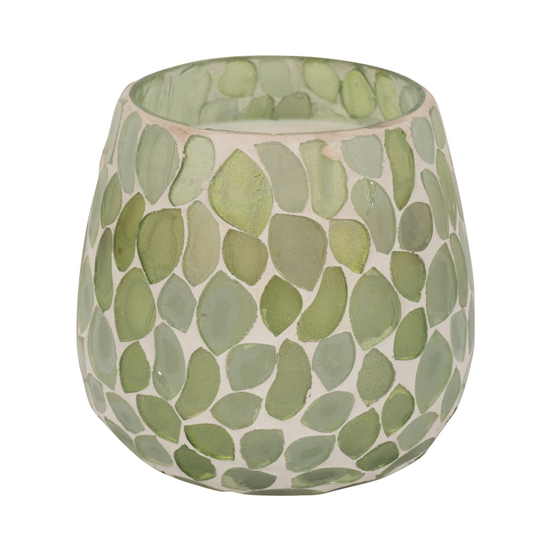 Glass, 4 11 Oz Mosaic Scented Candle, Light Green