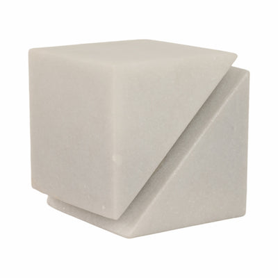 4 Cut Marble Cube, White