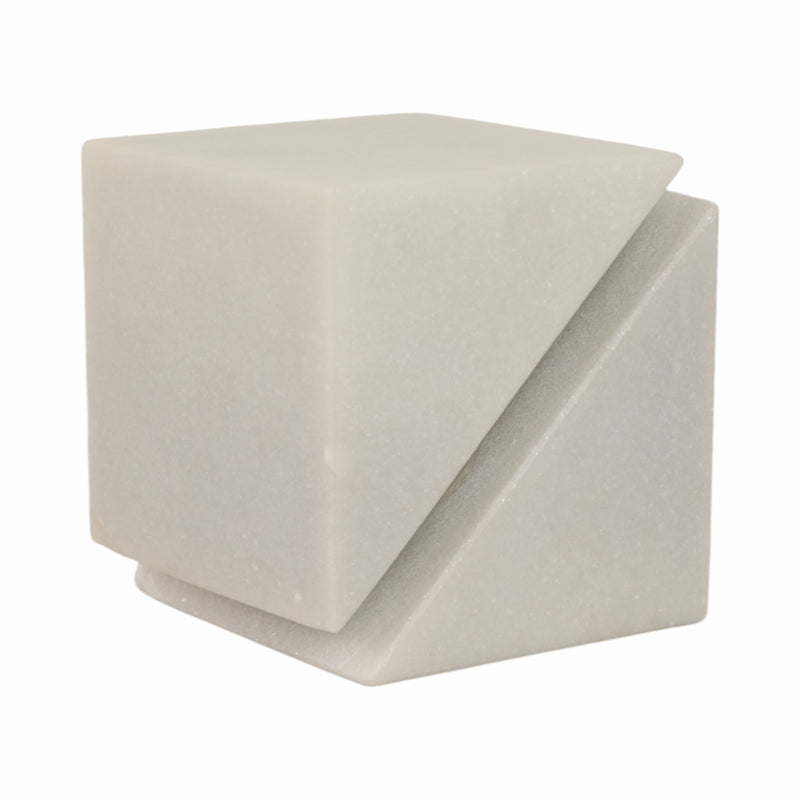 4 Cut Marble Cube, White