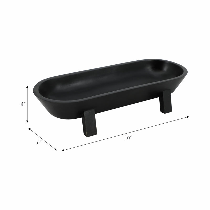 16 Footed Oval Bowl, Black