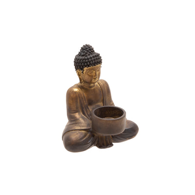 Resin Sitting Buddha Tealight, Copper