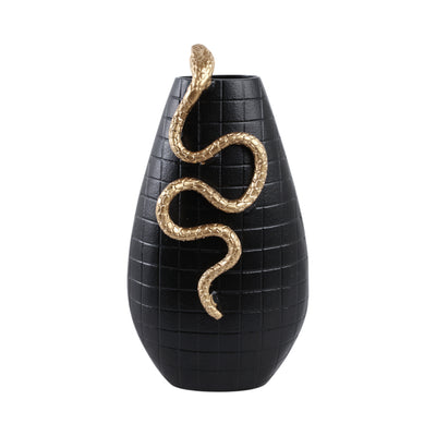 16x10 Curved Snake On Vase, Black/gold