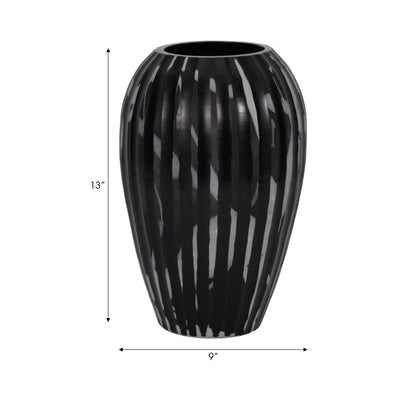 13 MINERVA SMALL BLACK AND WHITE GLASS VASE