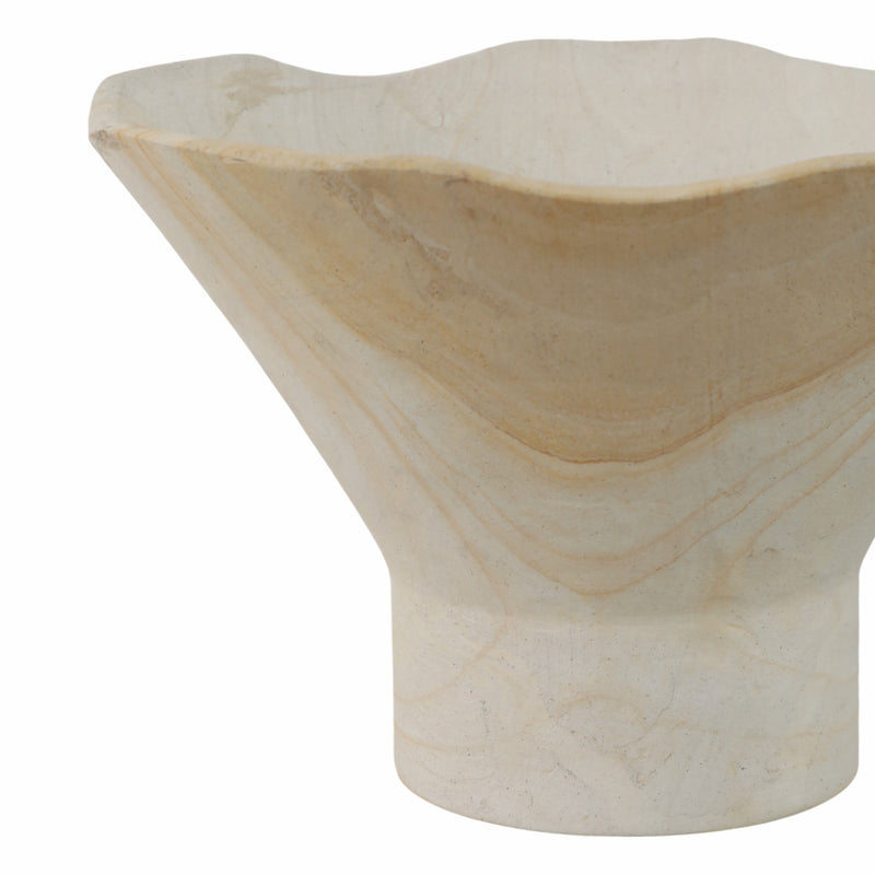 9 Sandstone Pedestal Bowl, Tan