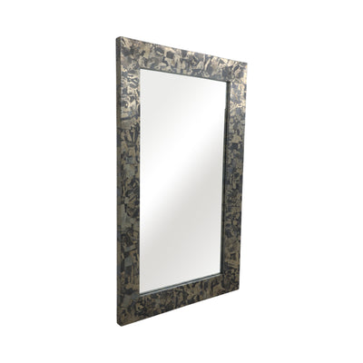 50x30livio Pyrite Semi-prcous Stne&wd Wall Mirror