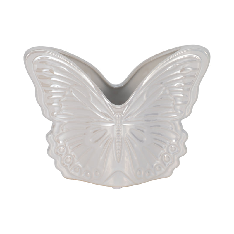 7 Iridescent Butterfly Planter, Ivory