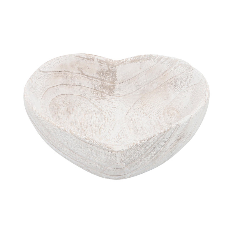 WOOD, S/2 9/10 HEART BOWLS, WHITE