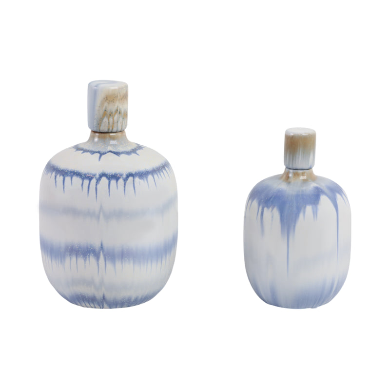 S/2 10/12 Medford Blue Ceramic Jars