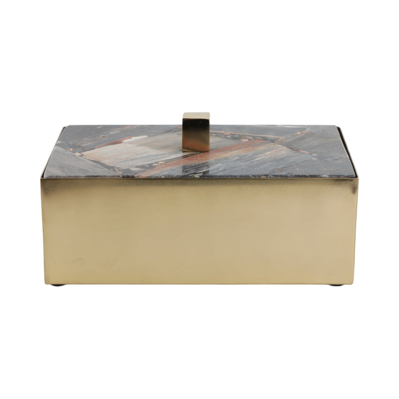 8x5 Petrified Wood Top Box, Black/gold