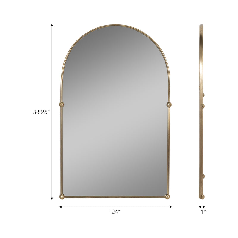 24x38 Arch Mirror With 4 Knobs, Gold