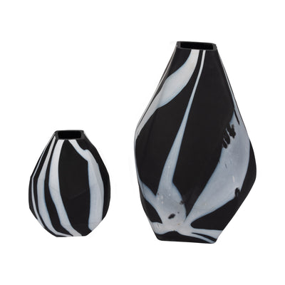 Glass, 10 Abstract Contemporary Vase, Black