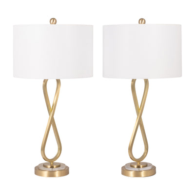 Metal, S/2 28 Infinity Table Lamps, Gold