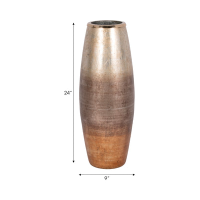 24 Curved Glass Vase Metallic Ombre Finish, Multi