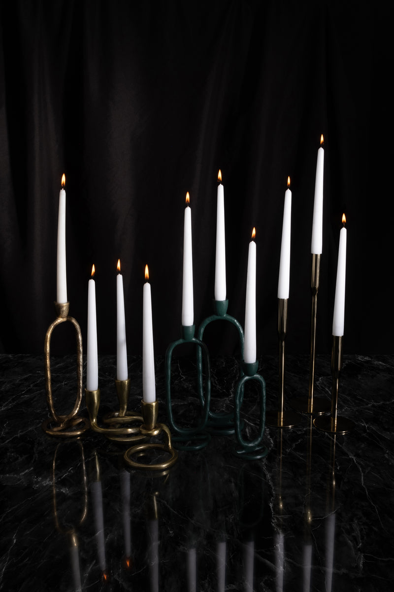 METAL, 6 KNOTTED 2-TAPER CANDLEHOLDER, GOLD