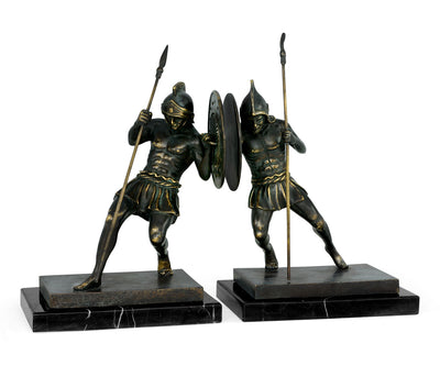 Curated Collection - Pair of Dark Bronze Combatant Bookends