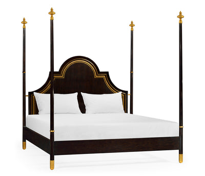 Kensington Collection - Four Poster Ebonised & Gilded Cali King Bed