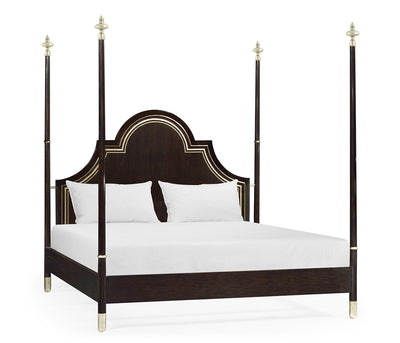 Kensington Collection - Four Poster Ebonised & Silver-Leaf UK King Bed