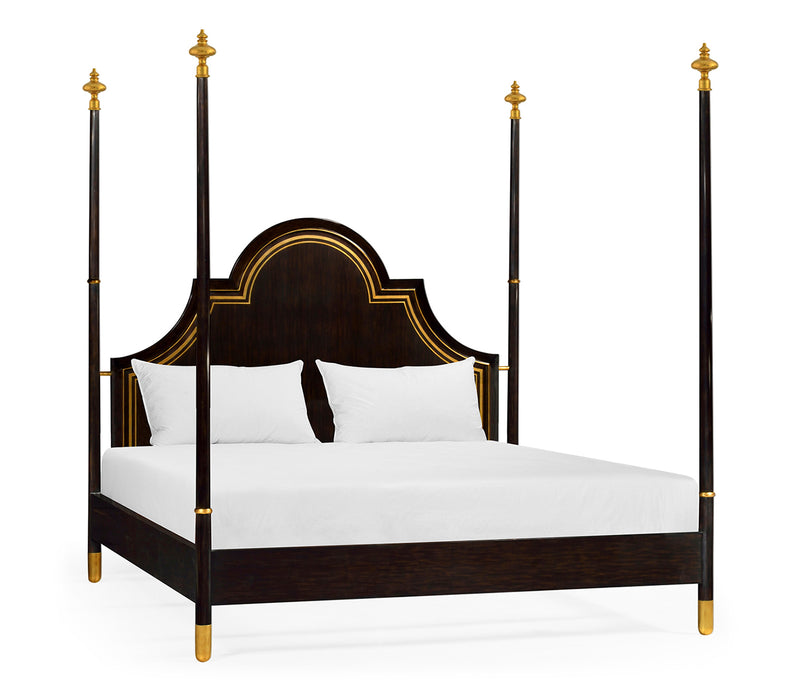 Kensington Collection - Four Poster Ebonised & Gilded US Queen Bed