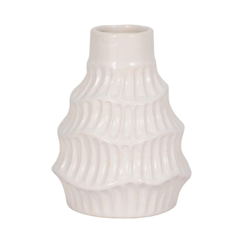 CER, 6 WAVY VASE, WHITE