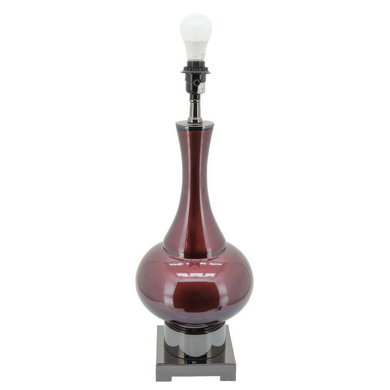 Glass 31 Genie Bottle Table Lamp, Burgundy