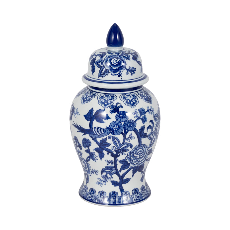 14 TEMPLE JAR BIRD/FLOWER, BLUE