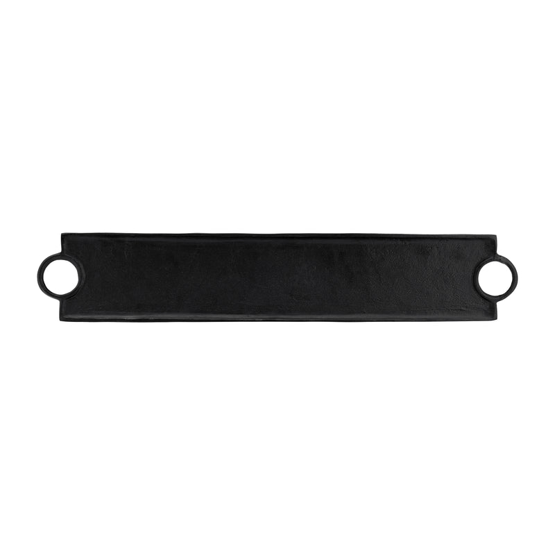 METAL,S/2 26/32,FLAT TRAY W/RING HANDLES,BLACK