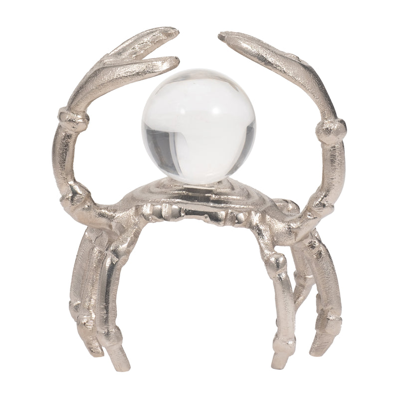 Metal, 7 Dancing Crab W/ Acrylic Ball, Silver