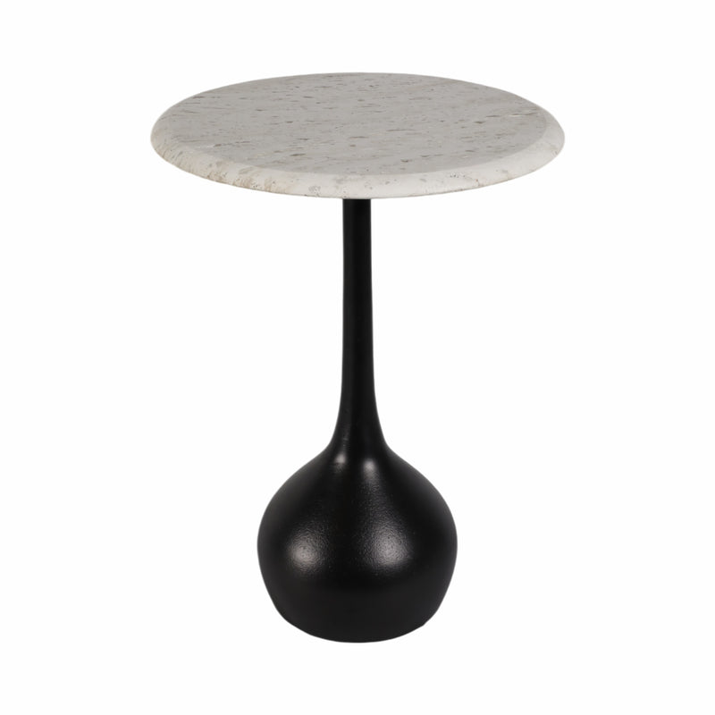 20 Travertine Accent Table Ball Base, Wht/blk