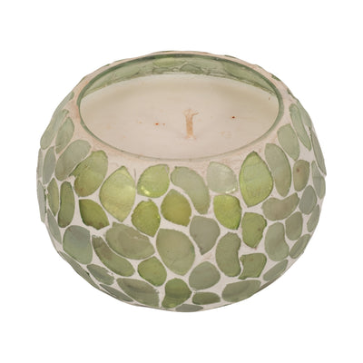 Glass, 4 10 Oz Mosaic Scented Candle, Light Green