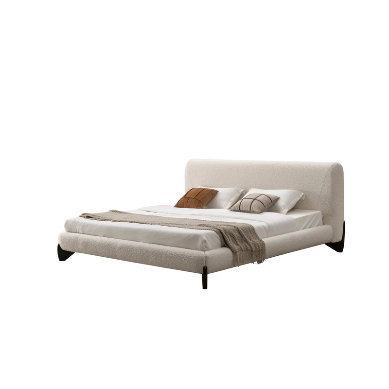 Aurora White Upholstered Bed