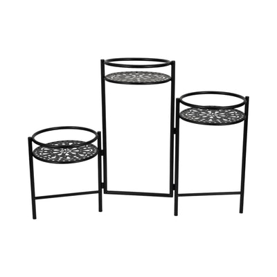 Metal, 22 Folding 3-tier Plant Stand, Black