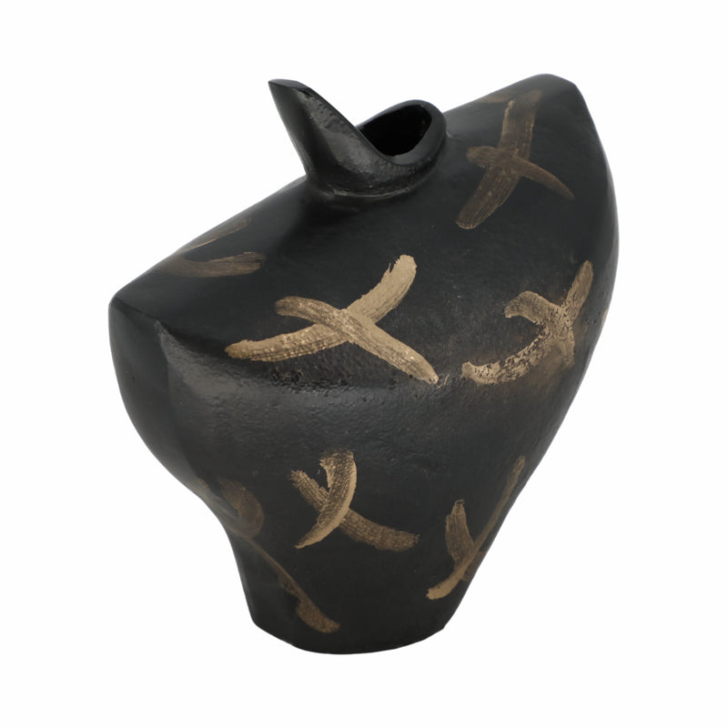 9 Ponce Tribal Black & Gold Vase