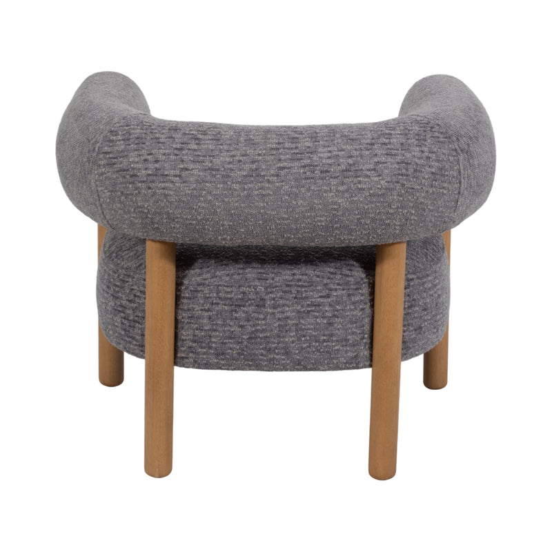 Roundback Accent Chair W/ Wood Legs, Gray