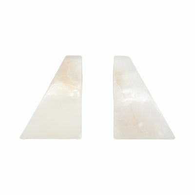 S/2 5 Alabaster Triangular Bookends, White