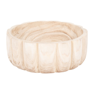 WOOD, 9 SCALLOPED BOWL, NATURAL