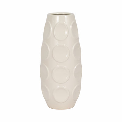 STONEWARE, 13 CIRCLE EMBOSSED VASE, COTTON