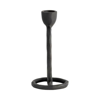 METAL, 6 ROUND RING TAPER CANDLEHOLDER, BLACK