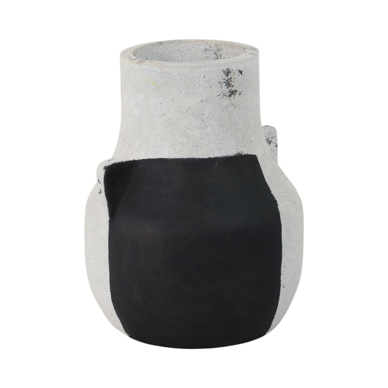 10 Black Patch Modern Terracotta Vase, Ivory/blk