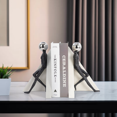 S/2 11 Crestone Figure Bookends With Steel Sphere