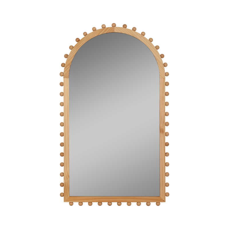 WOOD, 24X39 BEADED ARCH MIRROR, NATURAL