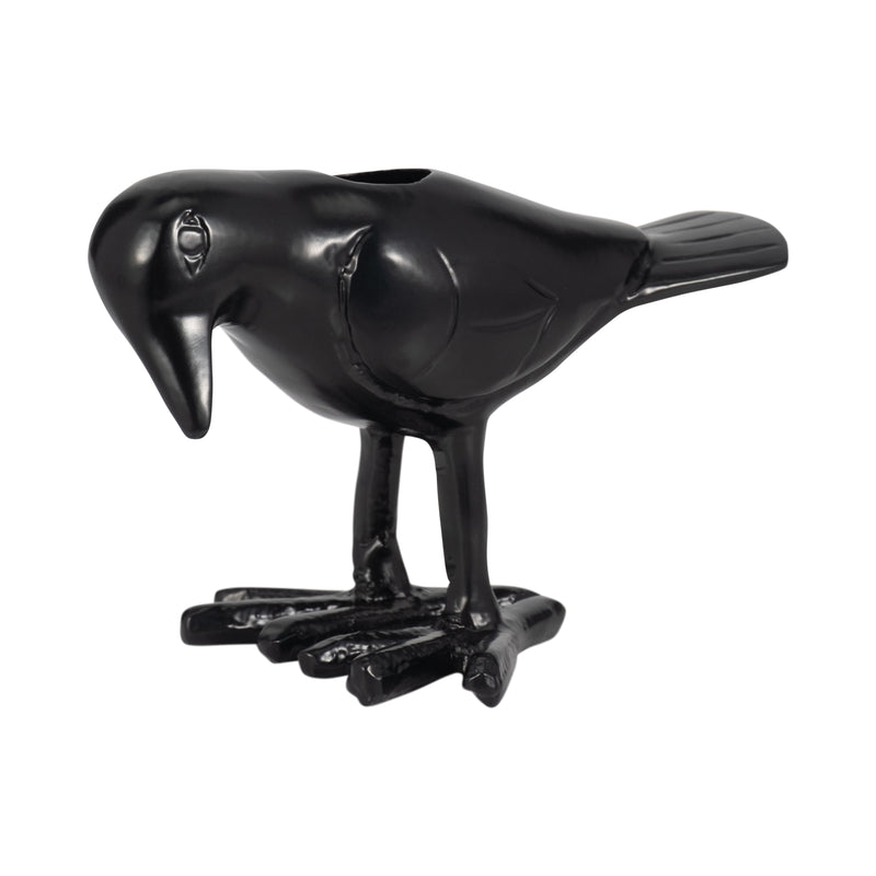 6 Crow Taper Candle Holder, Black