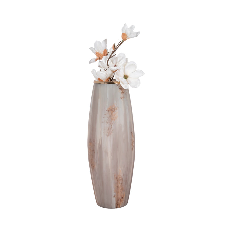 24 Curved Glass Vase Opal Finish, Ivory Multi