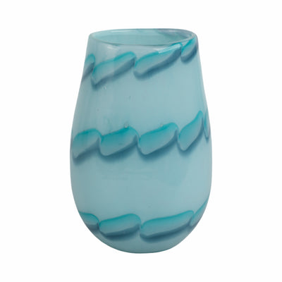 9x6 Bead Pattern Glass Vase, Blue