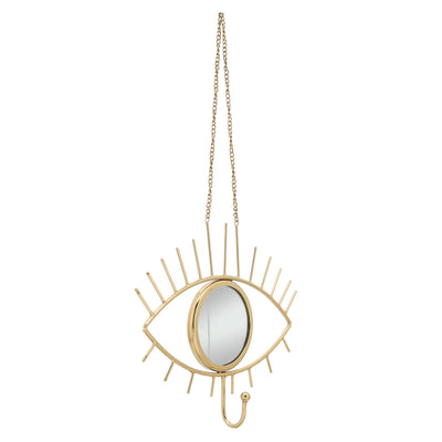 METAL, 10H EYE WALL DECO W/ MIRROR, GOLD