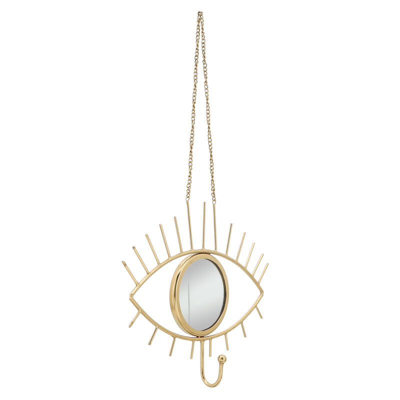 METAL, 10H EYE WALL DECO W/ MIRROR, GOLD