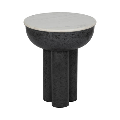 20 Chunky Leg Accent Table Marble Top, White/blk