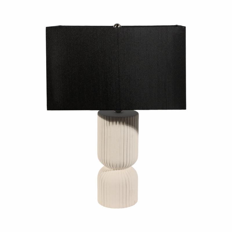 22 Fluted Cylinder Table Lamp, White/black