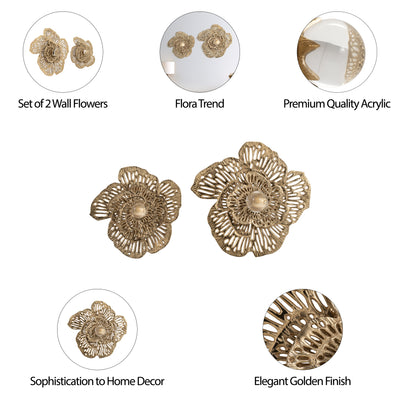 S/2 14/18 Salma Gold Wall Flowers